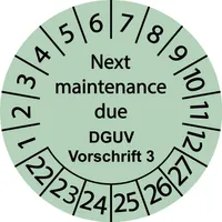 1000 Stück "Prüfetiketten" 15 mm -selbstklebende "Prüfetiketten-2022" ES-PRMGBDGUVV3-6-2022-15-154-PE