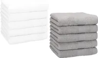 Betz 10 Stück Seiftücher 30x30 cm PREMIUM 100% Baumwolle  Farbe: weiß und silbergrau