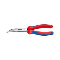 Knipex 262-2200 Flachrundz.200mm gebogen+ Schneide,40°gewink.Backen, rot/blau/silber-grau