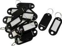 25 Stück Schlüsselanhänger zum Beschriften [Farbe: schwarz] - Schlüsselschilder Set beschriftbar | Schlüsselringe zum Beschriften |  Schlüsselring Kunststoff mit auswechselbaren Etiketten