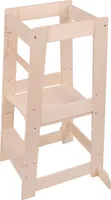Selonis Lernturm Kitchen Helper Montessori Möbel Holz Höhenverstellbar Tritthocker Für Babys Und Kinder, Natürlich