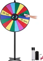 VEVOR 91 cm koleso šťastia s 18 priehradkami, ruleta s perom na suché mazanie a 2 fixkami, na umiestnenie na stôl alebo na podlahu na hranie hazardných hier na večierkoch, v krčmách atď.