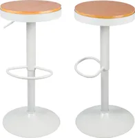 2er Set Barhocker Holz Barstuhl 60-80cm Höhenverstellbar 360 ° Schwenkbar Tresenhocker mit Fußstütze für Bar Bistro Weiß