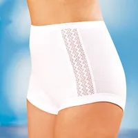 6er Pack Damen Taillenslip weiß mit Spitze 100% Baumwolle Grössen 36/38 -  52/54