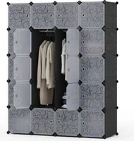 Mondeer Kleiderschrank 20 Kubus Kunststoff Kleiderschrank Regalsystem mit 2 Kleiderstange Garderobenschrank 145x181x47cm