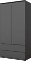 JOELLE - Kleiderschrank mit 2 Türen und 2 Schubladen -  Anthrazit H180cm B90cm T50cm
