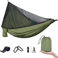 Hängematte mit Moskitonetz, Camping Hängematte, Outdoor Camping Hammock, 2-Personen Atmungsaktiv Ultraleicht Fallschirm