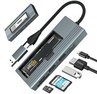 2in1 USB A C Hub mit SSD NVMe SATA M.2 Gehäuse mit USB C PD Kartenleser