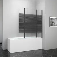 Badewannenfaltwand MARWELL Black Lines 125 x 140 cm Duschwand für Badewanne 3-teilig faltbar in matt schwarz - Duschabtrennung aus 4 mm ESG