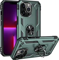Schutzhülle für iPhone 13 Pro Max, Dual Layer Militärgeprüfte Fallschutz Hülle mit Ringhalterung Ständer für iPhone 13 Pro Max Grün