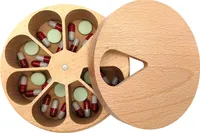 Tablettenbox 7 tage, Medikamentenbox Aus Holz, 7 Fächer, Pillenbox Medikamentendosierer