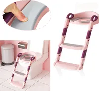 Jayseuw Toilettentrainer Lerntöpfchen mit Treppe Justierbarer für Kinder Töpfchen Toilettensitz Rutschfest Töpfchentrainer rosa