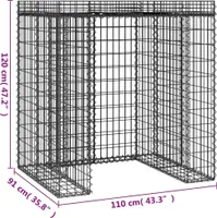 vidaXL Gabionový box na odpadky 110x91x120 cm Pozinkované železo