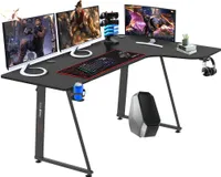 Dripex Gaming Tisch mit L-Form, großer Desktop aus Kohlenstoffstahl für E-Sport, Büro, einfach, stabil und edel, leicht aufzubauen (Rechts L-Form)