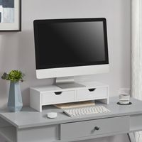 Monitorständer Mänttä mit 2 Schubladen Monitorerhöhung 50x18x13cm Bildschirmerhöhung für Laptop Computer Notebook Weiß