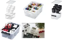 SmartStore Aufbewahrungsboxen 14 L - mit 6 Einsätzen - mit Deckel und Clipverschluss weiss- BPA-frei und lebensmittelecht - 21 x 17 x 11 cm