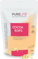 PURELITE Cocoa Drops weiss, zuckerreduzierte weiße Kakao Schokodrops ohne Zuckerzusatz, Erythrit & Stevia, Schokolade zum Schmelzen, Kuvertüre, 450g