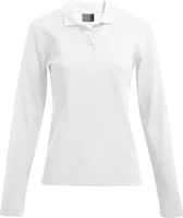 Heavy Langarm-Poloshirt Damen, Weiß, L