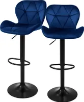 ML-Design sada 2 barových židlí Barová židle otočná o 360°, čalouněná barová židle s opěradlem a podnožkou, 59-79 cm