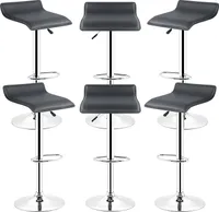 Barhocker 6er Set Schwarz höhenverstellbar mit Rückenlehne und Armlehne