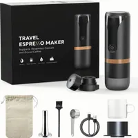 Tragbare Espressomaschine, 9 Bar Druck, wiederaufladbar, 2-in-1, kleine Reisekaffeemaschine, kompatibel mit Nespresso-Kapseln, gemahlener Kaffee