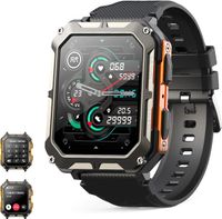 Pánské vojenské (oranžové) odolné chytré hodinky s funkcí telefonu, 1,83palcový displej Vodotěsný IP68 Activity Tracker Fitness Tracker s monitorem spánku Krevní tlak 120 + sportovní režimy Sportovní hodinky Fitness hodinky pro Android ios