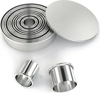 Intirilife 12-teiligs Ausstechformen Set in Silber mit Aufbewahrungsbox - Cutter Ringe Rund aus Edelstahl für Kekse Cookie Plätzchen Gebäck Backform Ausstecher