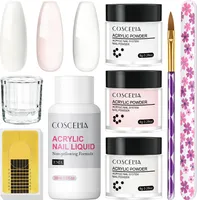 Acryl Nagelset, Acrylgel für Nägel - Acrylpulver und Acryl Liquid Acrylpulver Set 3 Farben Pink White Clear für Acryl Pulver Nails