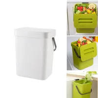 2er Set Bio Mülleimer 5L klein mit Deckel für Küche Kompost