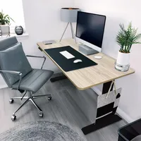 HOME DELUXE - Höhenverstellbarer Schreibtisch LUMINA - Gestell: Schwarz, Platte: Eiche, Maße: 160 x 80 cm, Kohlenstoffstahl, inkl. USB Stecker und Aufbewahrungstasche I Arbeitsplatz Bürotisch