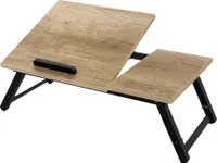 ML-Design Stolík na notebook k posteli/pohovke, dubový, z dreva, výškovo nastaviteľný a skladací, 4 uhly sklonu, stolíky na čítanie a raňajky, stojan na notebook so zásuvkou, stolík na notebook k posteli