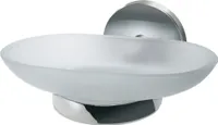 Fackelmann Glas mit Halter VISION, Glas-Zahnputzbecher mit verchromtem Halter (Farbe: Silber)