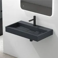 Mai & Mai Waschbecken Aufsatzwaschbecken matt Anthrazit Hänge-Waschtisch Rechteckig 1 Armaturenloch Breite: 90cm inkl. Ablaufgarnitur Col19
