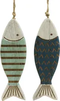 Maritime Holzfisch Dekoration, 4er Set in Blau - Hängedeko für Sommerflair