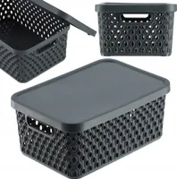 KADAX Aufbewahrungskorb, Korb mit Deckel, Aufbewahrungskiste, Aufbewahrungsbox aus Plastik (4,5L, Grau)