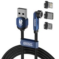 AdroitGoods Magnetisches Ladekabel - 3 in 1 - USB-C, Lightning, Micro USB - 2 Meter - Blau