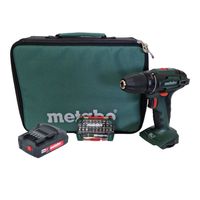 Metabo BS 18 Akku Bohrschrauber 18 V 48 Nm + 1x Akku 2,0 Ah + Bitbox + Tasche - ohne Ladegerät