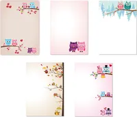 5 x 5 Blatt im Set Briefpapier Mix DIN A4 Eulenpapier gemischt (Eulen-5223)