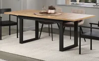 Esstisch "Syncro" Eiche hell, ausziehbar 160-200 cm, Metallgestell und Synchronauszug