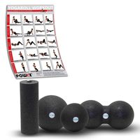 POWRX FITNESS ROLLER SET OBSAHUJÍCÍ Cvičení I PROFESIONÁLNÍ PĚNOVÝ MASÁŽNÍ VÁLEC I GYMNASTICKÝ VÁLEC PRO SAMOMASÁŽ TRIGEROVÝCH BODŮ - 4 v 1