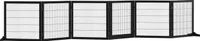 PawHut Absperrgitter Hund 6-teilig, 432 x 70 cm Faltbar Türschutzgitter mit 2 Stützfüßen, Freistehend Hundegitter, Treppengitter für mittelgroße Hunde, für Flur, Treppe, Schwarz