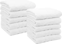 10er Set Handtuch aus 100% Baumwolle, 50x100 cm, weiß, mit 3 Bordürenstreifen