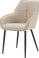 Möbilia Armlehnstuhl | Bezug Leinen | Gestell Metall | gesteppter Rücken | B 55 x T 46 x H 86 cm | creme-schwarz | 10020020 | Serie STUHL