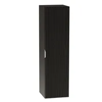 WENA Badezimmerschrank, geriffelte Fronten, Schwarz,  1 Softclose Tür, B/H/T ca. 33/120/33 cm