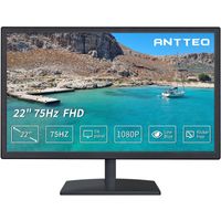 AntteQ 22-Zoll-Business-Computermonitor, FHD 1080p 75Hz Desktop-Monitor, Low Blue Light, Augenkomfort, HDMI-VGA-Anschlüsse, LED-PC-Monitor, Schwarz