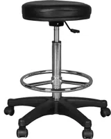 Walimex Rollhocker mit schwarzem Polstersitz, Höhenverstellbar & bis 120 kg belastbar, 65-87cm Sitzhöhe, 360° Drehbar, Bürohocker, Drehhocker