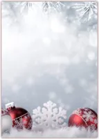 Motivpapier Briefpapier (Weihnachten-5179, DIN A4, 100 Blatt) - Weihnachtspapier rote Weihnachtskugeln im Schnee