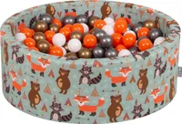 KiddyMoon 90x30cm/200 loptičiek ∅ 7cm Okrúhly Detské penové loptičky  vyrobené v EÚ, Líščí Zelená: Perleťová/Ružová/Baby Modrá/Mäta: /Strieborná