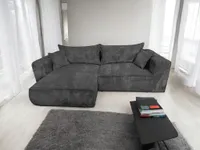 Ecksofa Berlin 255x160 Dunkelgrau CORD mit schlaffunktion und bettkasten  POSO 34 Links