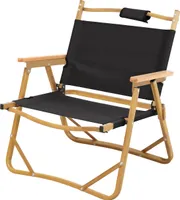 JAWINIO Outdoor Campingstuhl Holz faltbar mit Armlehnen Faltstuhl Schwarz